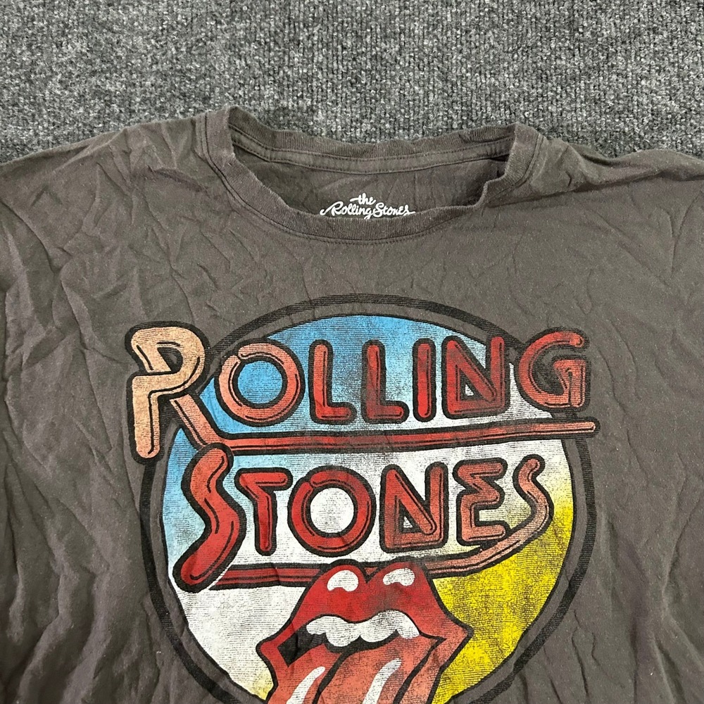 The Rolling Stones T-Shirt Womens XXL Gray Graphic Rock Band Cropped Cotton Tee
